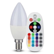 Dimbare LED RGB Lamp E14/4,8W/230V 4000K + afstandsbediening
